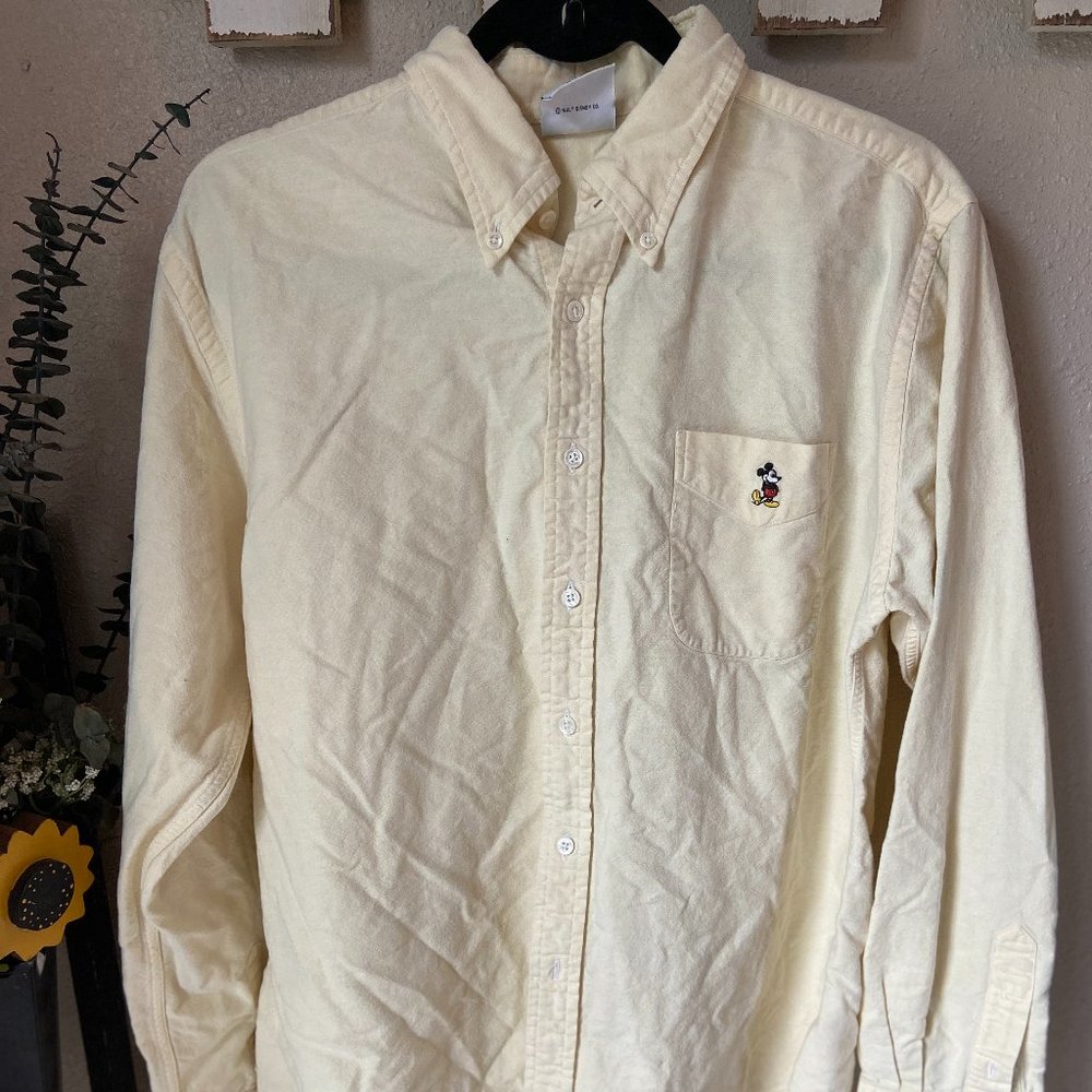 Vintage Disney Mickey & Co. Mickey Mouse Pastel Yellow Button Down Shirt No Tag